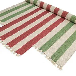 Epäsäännöllinen villamatto - Kystaro (kermanvärinen/vihreä/punainen)