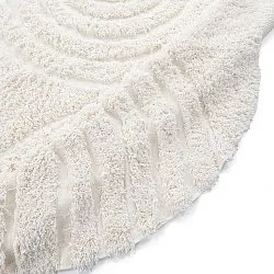 Pyöreät matot - Lindos Natural Cotton Shaggy (valkoinen)