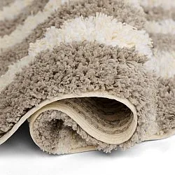 Pyöreät matot - Thira Stripe Cotton Shaggy (kerma/taupe)