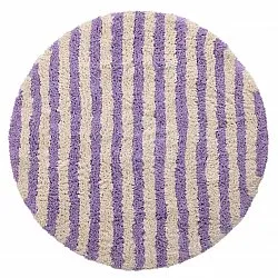 Pyöreät matot - Thira Stripe Cotton Shaggy (kerma/vaalea violetti)