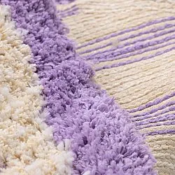 Pyöreät matot - Thira Stripe Cotton Shaggy (kerma/vaalea violetti)