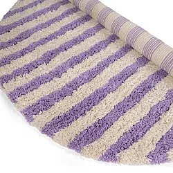 Pyöreät matot - Thira Stripe Cotton Shaggy (kerma/vaalea violetti)