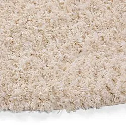 Pyöreät matot - Begur Natural Cotton Shaggy (luonnonvalkoinen/viininpunainen)