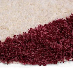 Pyöreät matot - Begur Natural Cotton Shaggy (luonnonvalkoinen/viininpunainen)