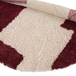 Pyöreät matot - Begur Natural Cotton Shaggy (luonnonvalkoinen/viininpunainen)