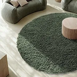 Pyöreät matot - Combarro Solid Cotton Shaggy (vihreä)