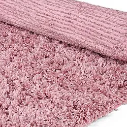 Pyöreät matot - Combarro Solid Cotton Shaggy (vaaleanpunainen)