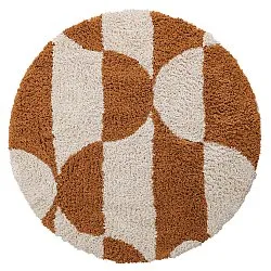 Pyöreät matot - Kalymnos Natural Cotton Shaggy (luonnonvalkoinen/okra)