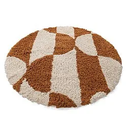 Pyöreät matot - Kalymnos Natural Cotton Shaggy (luonnonvalkoinen/okra)