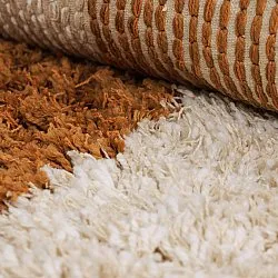 Pyöreät matot - Kalymnos Natural Cotton Shaggy (luonnonvalkoinen/okra)