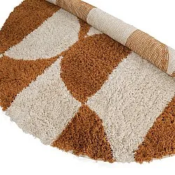 Pyöreät matot - Kalymnos Natural Cotton Shaggy (luonnonvalkoinen/okra)