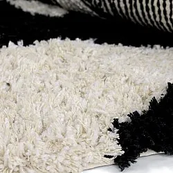 Pyöreät matot - Marvao Natural Cotton Shaggy (luonnonvalkoinen/musta)