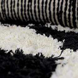 Pyöreät matot - Marvao Natural Cotton Shaggy (luonnonvalkoinen/musta)