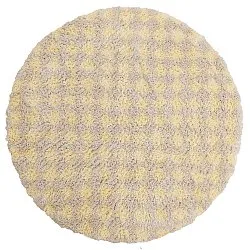 Pyöreät matot - Methoni Check Cotton Shaggy (kerma/vaaleankeltainen)