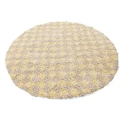 Pyöreät matot - Methoni Check Cotton Shaggy (kerma/vaaleankeltainen)