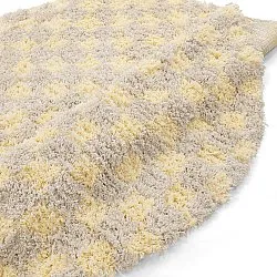 Pyöreät matot - Methoni Check Cotton Shaggy (kerma/vaaleankeltainen)