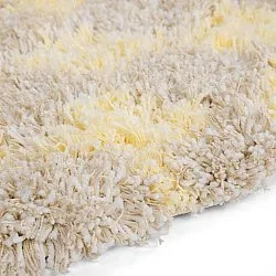 Pyöreät matot - Methoni Check Cotton Shaggy (kerma/vaaleankeltainen)