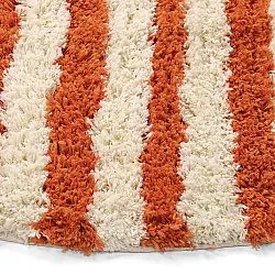Pyöreät matot - Thira Stripe Cotton Shaggy (vaaleankeltainen/vaalea oranssi)