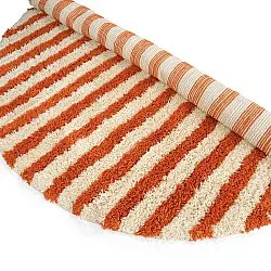 Pyöreät matot - Thira Stripe Cotton Shaggy (vaaleankeltainen/vaalea oranssi)