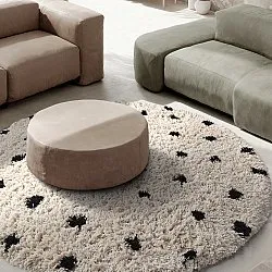 Pyöreät matot - Soria Natural Cotton Shaggy (luonnonvalkoinen/musta)