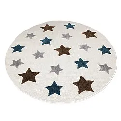 Pyöreä lasten matto - Stars (kerma/monivärinen)