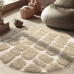 Pyöreät matot - Otranto Natural Cotton Shaggy (luonnonvalkoinen)