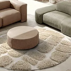Pyöreät matot - Otranto Natural Cotton Shaggy (luonnonvalkoinen)