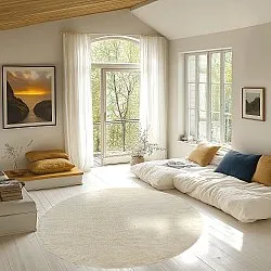 Pyöreät matot - Celina Natural Cotton Shaggy (luonnonvalkoinen/beige)