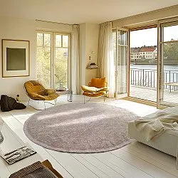 Pyöreät matot - Celina Natural Cotton Shaggy (taupe/laventeli)