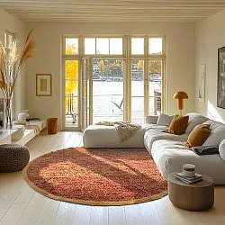 Pyöreät matot - Celina Natural Cotton Shaggy (punainen)
