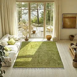 Ryijymatot - Celina Natural Cotton Shaggy (vihreä/keltainen)