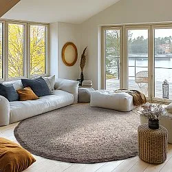 Pyöreät matot - Celina Natural Cotton Shaggy (beige/ruskea)