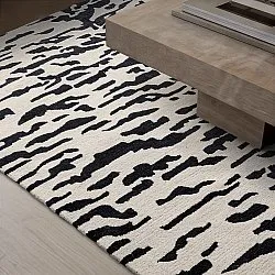 Ryijymatot - Zebra Tufted Wool Premium (valkoinen/musta)