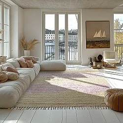 Ryijymatot - Amira Natural Cotton Shaggy (beige/violetti)