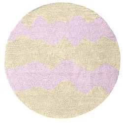 Pyöreät matot - Amira Natural Cotton Shaggy (beige/violetti)