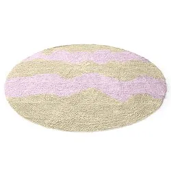 Pyöreät matot - Amira Natural Cotton Shaggy (beige/violetti)