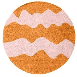 Pyöreät matot - Amira Natural Cotton Shaggy (oranssi/vaaleanpunainen)