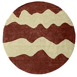 Pyöreät matot - Amira Natural Cotton Shaggy (punainen/beige)