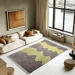 Ryijymatot - Amira Natural Cotton Shaggy (taupe/keltainen)