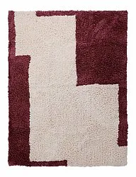 Ryijymatot - Begur Natural Cotton Shaggy (luonnonvalkoinen/viininpunainen)