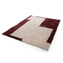 Ryijymatot - Begur Natural Cotton Shaggy (luonnonvalkoinen/viininpunainen)