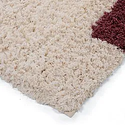 Ryijymatot - Begur Natural Cotton Shaggy (luonnonvalkoinen/viininpunainen)