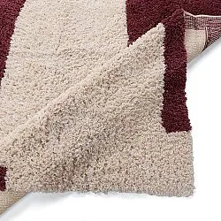 Ryijymatot - Begur Natural Cotton Shaggy (luonnonvalkoinen/viininpunainen)