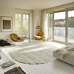 Pyöreät matot - Cyrus Natural Cotton Shaggy (luonnonvalkoinen)