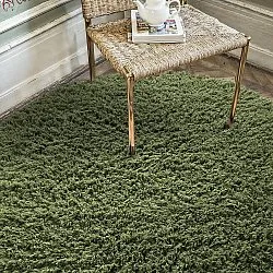 Pyöreät matot - Fassale Hand Woven Wool Shaggy (sammaleen vihreä)