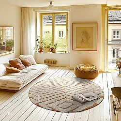 Pyöreä matot - Holwell Natural Cotton Shaggy (luonnonvalkoinen/ruskea)