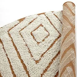 Pyöreä matot - Holwell Natural Cotton Shaggy (luonnonvalkoinen/ruskea)
