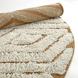 Pyöreä matot - Holwell Natural Cotton Shaggy (luonnonvalkoinen/ruskea)