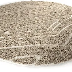 Pyöreä matot - Kindon Natural Cotton Shaggy (beige/valkoinen)