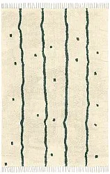 Ryijymatot - Leora Natural Cotton Shaggy (beige/vihreä)